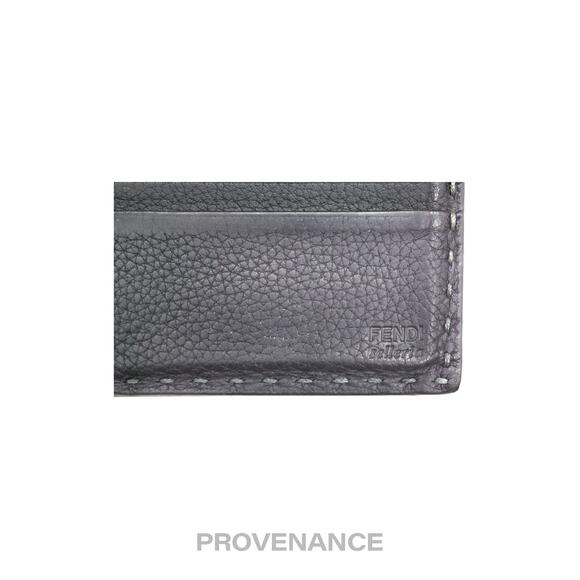 🔴 Fendi Selleria Bifold Wallet - Grey Roman Leather - Picture 7 of 10